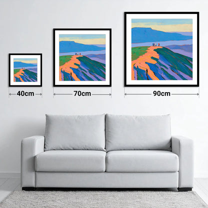 View From The Ridge - size guide showing 40cm, 70cm and 90cm art prints