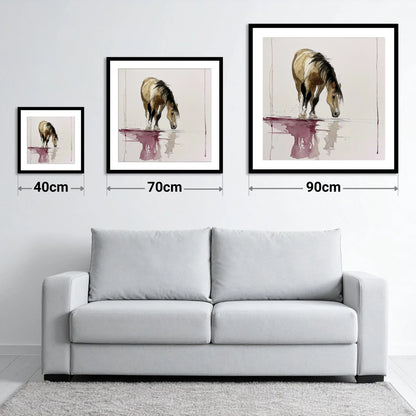 Quiet Reflection - size guide showing 40cm, 70cm and 90cm art prints