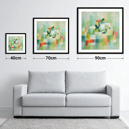 Clearing the Colours - size guide showing 40cm, 70cm and 90cm art prints