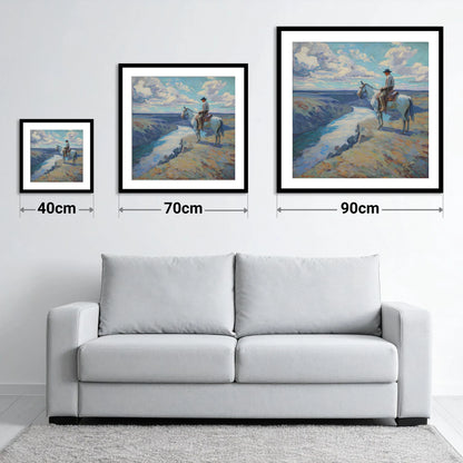 Canyon River Vantage - size guide showing 40cm, 70cm and 90cm art prints