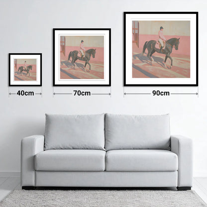 Dusty Pink Shadows - size guide showing 40cm, 70cm and 90cm art prints