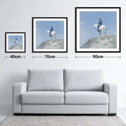 High Country Solitude - size guide showing 40cm, 70cm and 90cm art prints
