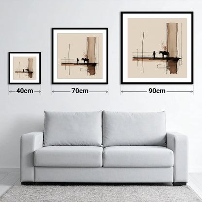 Quiet Western Horizon - size guide showing 40cm, 70cm and 90cm art prints