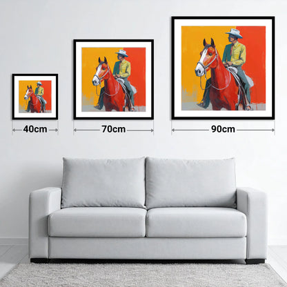 Vivid Horizon Rider - size guide showing 40cm, 70cm and 90cm art prints