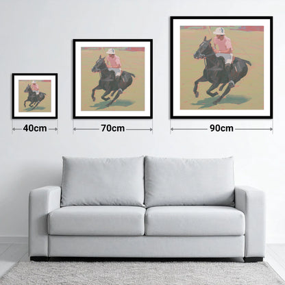 The Pink Chukka - size guide showing 40cm, 70cm and 90cm art prints