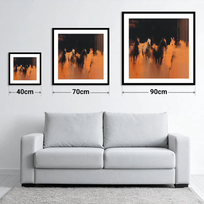 Out of the Shadows - size guide showing 40cm, 70cm and 90cm art prints