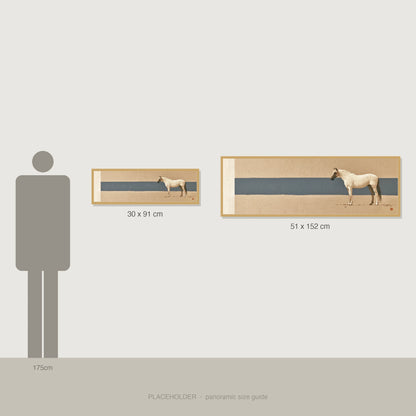 Minimalist Horizon - panoramic size guide showing 30x91cm and 51x152cm