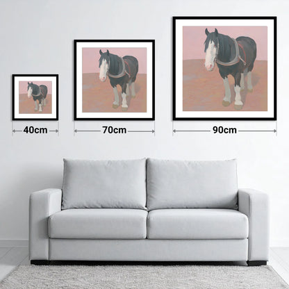 The Gentle Heavy - size guide showing 40cm, 70cm and 90cm art prints