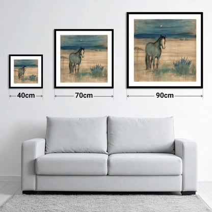 Twilight Moonlit Watch - size guide showing 40cm, 70cm and 90cm art prints