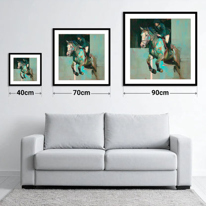 Suspended in Colour - size guide showing 40cm, 70cm and 90cm art prints