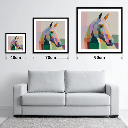 The Prismatic Profile - size guide showing 40cm, 70cm and 90cm art prints