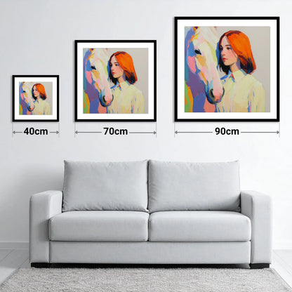 The Colour of Connection - size guide showing 40cm, 70cm and 90cm art prints