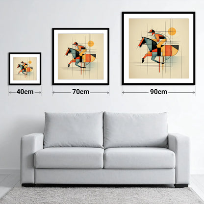 Rhythmic Racing Lines - size guide showing 40cm, 70cm and 90cm art prints