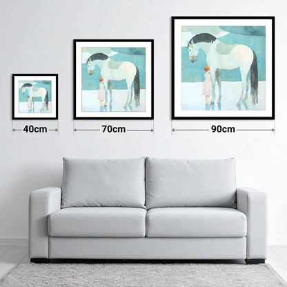 Quiet Trust - size guide showing 40cm, 70cm and 90cm art prints