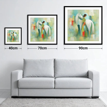 Verdant Harmony - size guide showing 40cm, 70cm and 90cm art prints