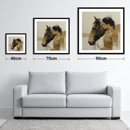 Unspoken Harmony - size guide showing 40cm, 70cm and 90cm art prints