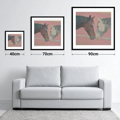 Quiet Companions - size guide showing 40cm, 70cm and 90cm art prints