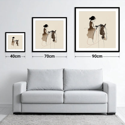 Silent Understanding - size guide showing 40cm, 70cm and 90cm art prints