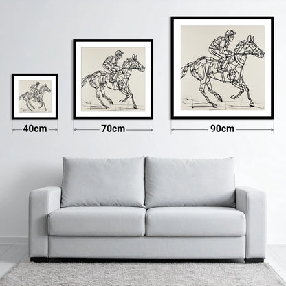 Geometry of Speed - size guide showing 40cm, 70cm and 90cm art prints