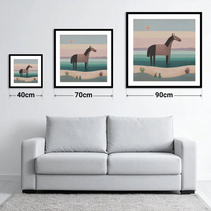 Stillness in the Shallows - size guide showing 40cm, 70cm and 90cm art prints