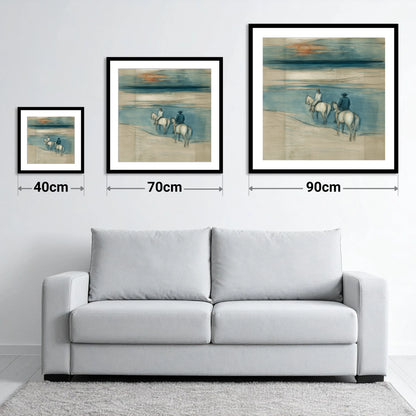 Twilight Shoreline Ride - size guide showing 40cm, 70cm and 90cm art prints