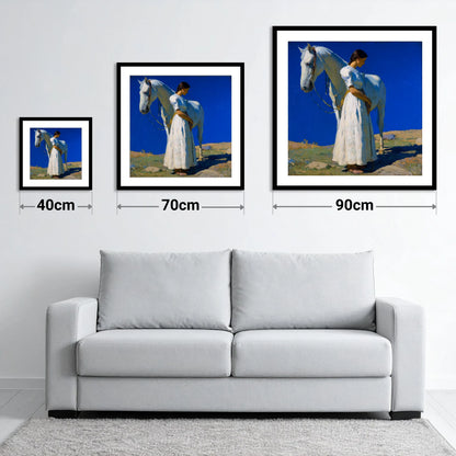 Under Azure Skies - size guide showing 40cm, 70cm and 90cm art prints
