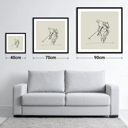 The Elegant Chukka - size guide showing 40cm, 70cm and 90cm art prints