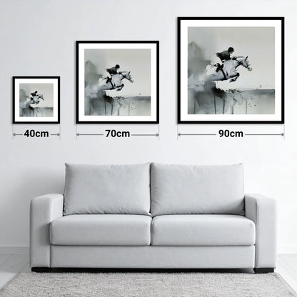 Airborne Shadows - size guide showing 40cm, 70cm and 90cm art prints