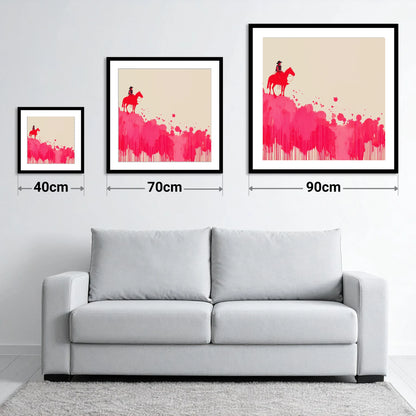 Magenta Maverick - size guide showing 40cm, 70cm and 90cm art prints