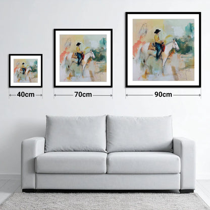 Painted Prairie Solitude - size guide showing 40cm, 70cm and 90cm art prints
