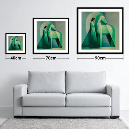 Facets of Connection - size guide showing 40cm, 70cm and 90cm art prints