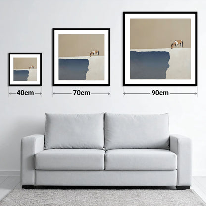 The Quiet Expanse - size guide showing 40cm, 70cm and 90cm art prints
