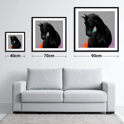 Sculpted Obsidian - size guide showing 40cm, 70cm and 90cm art prints