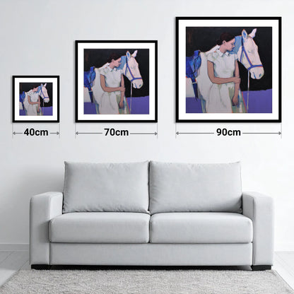 The Indigo Bond - size guide showing 40cm, 70cm and 90cm art prints