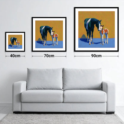 Sun-Drenched Devotion - size guide showing 40cm, 70cm and 90cm art prints