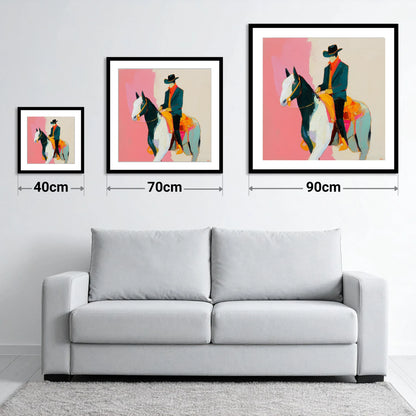 Modern Western Spirit - size guide showing 40cm, 70cm and 90cm art prints