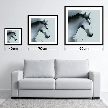 Ethereal Monochrome Profile - size guide showing 40cm, 70cm and 90cm art prints