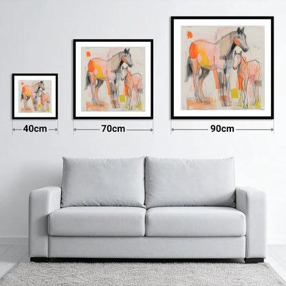 Radiant Beginnings - size guide showing 40cm, 70cm and 90cm art prints