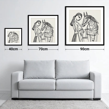 Lines of Connection - size guide showing 40cm, 70cm and 90cm art prints