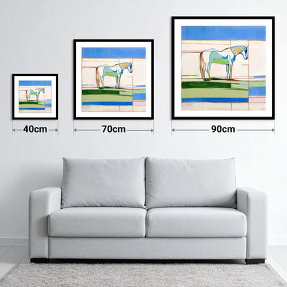 Architectural Equine Form - size guide showing 40cm, 70cm and 90cm art prints