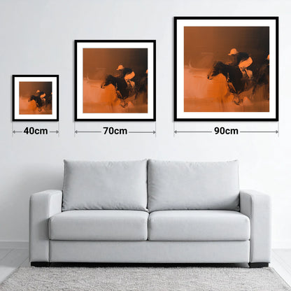 Amber Sprint - size guide showing 40cm, 70cm and 90cm art prints