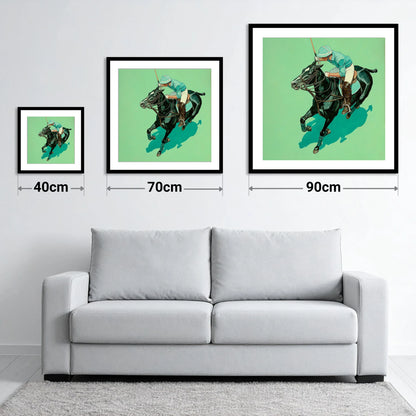 The Teal Chukka - size guide showing 40cm, 70cm and 90cm art prints