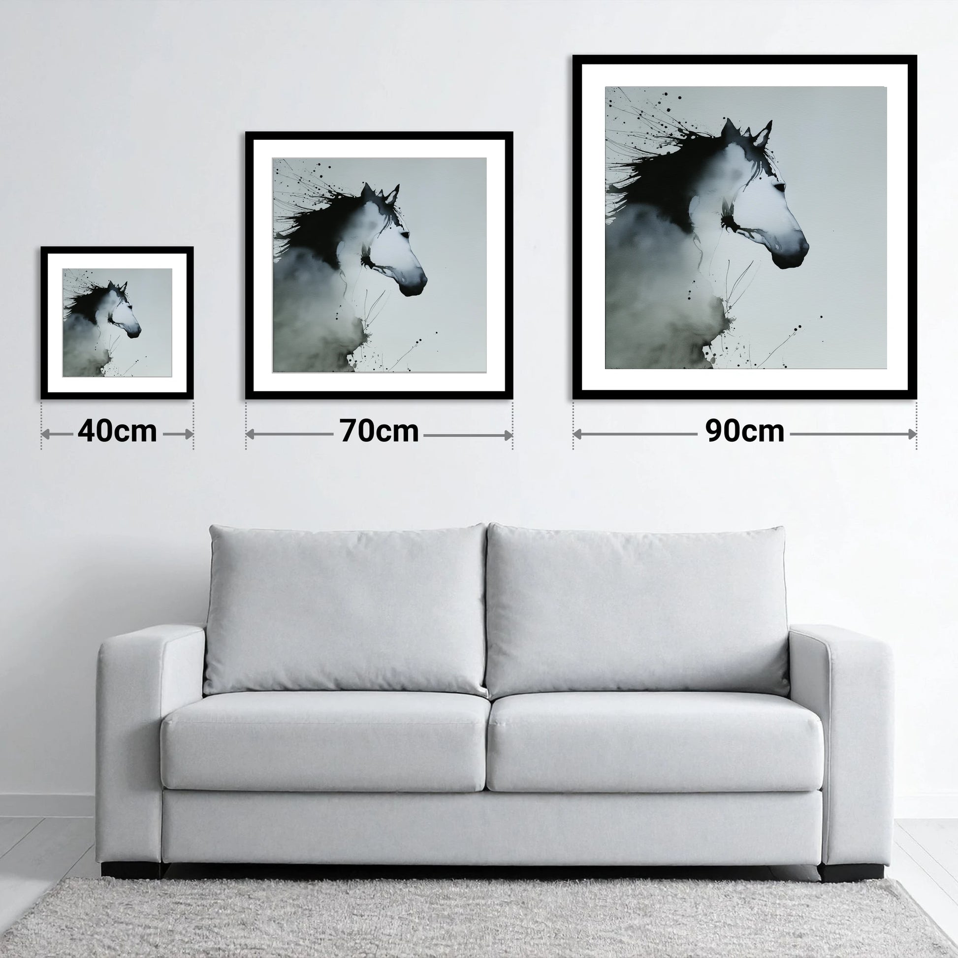Midnight Wash Profile - size guide showing 40cm, 70cm and 90cm art prints