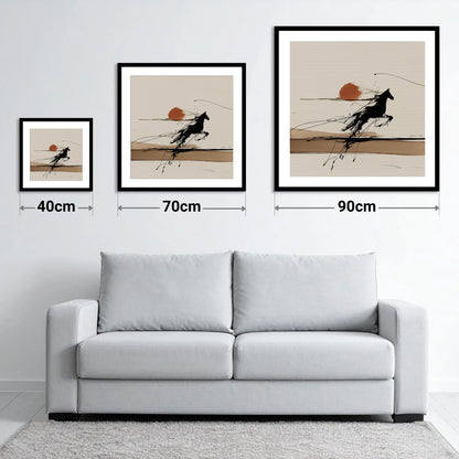 Wild Horizon Flight - size guide showing 40cm, 70cm and 90cm art prints