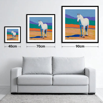 The Vibrant Grey - size guide showing 40cm, 70cm and 90cm art prints