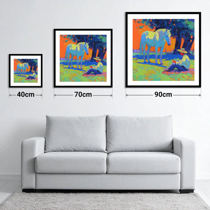 Vibrant Sunset Companion - size guide showing 40cm, 70cm and 90cm art prints
