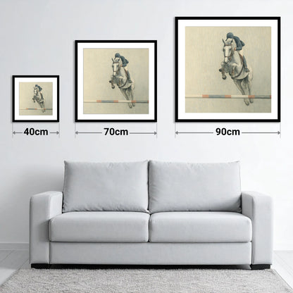 Suspended Flight - size guide showing 40cm, 70cm and 90cm art prints