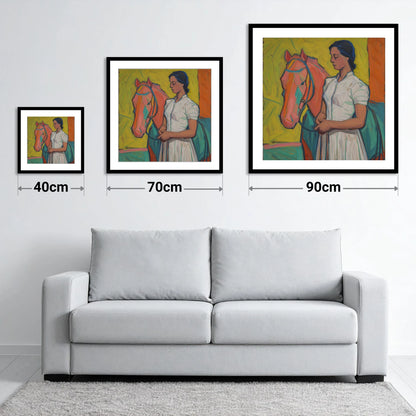 Vibrant Connection - size guide showing 40cm, 70cm and 90cm art prints