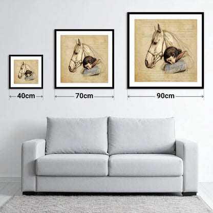 Timeless Connection - size guide showing 40cm, 70cm and 90cm art prints