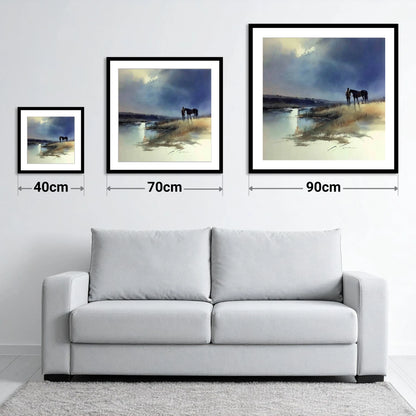 Storm Light Companions - size guide showing 40cm, 70cm and 90cm art prints